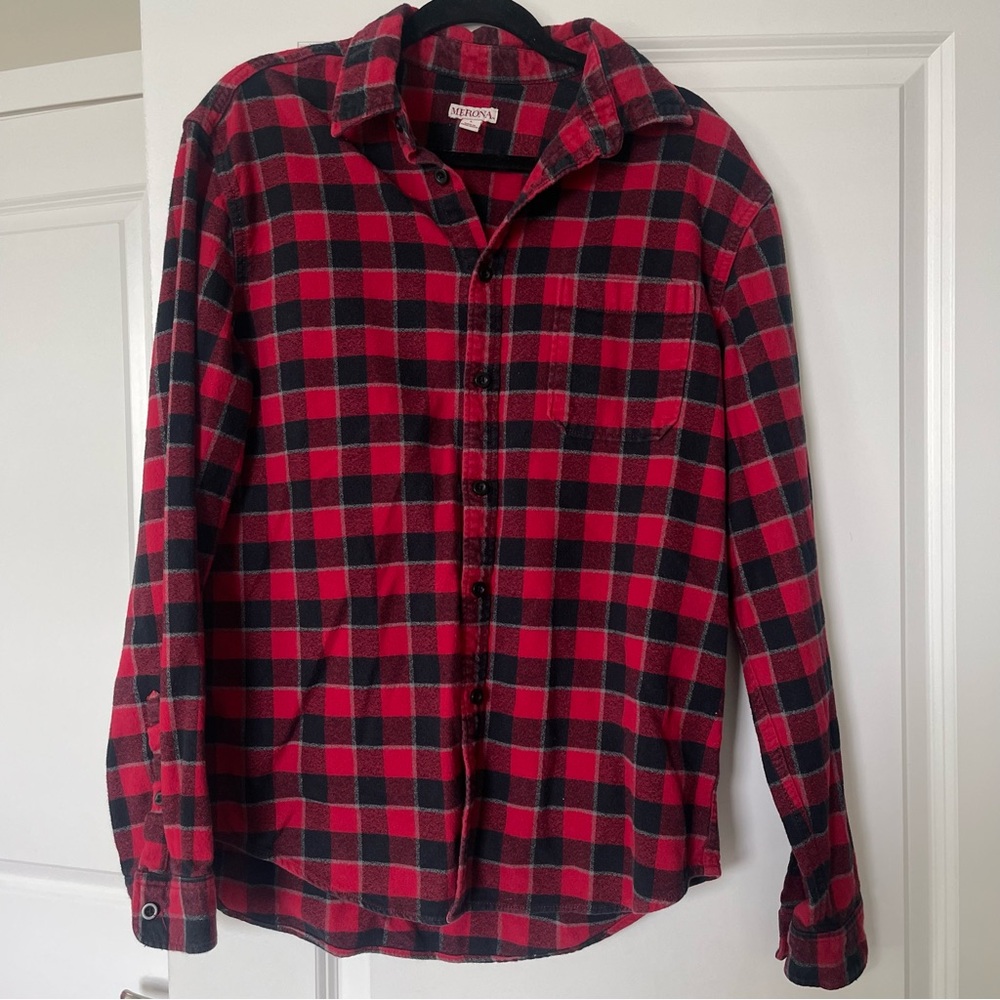 Men's Red and Black Checkered Flannel